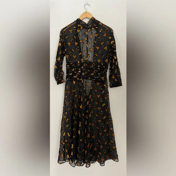 Rickie Freeman for Teri Jon Sheer Floral Burnout Velvet Midi Dress | Size 6 - Picture 11 of 11